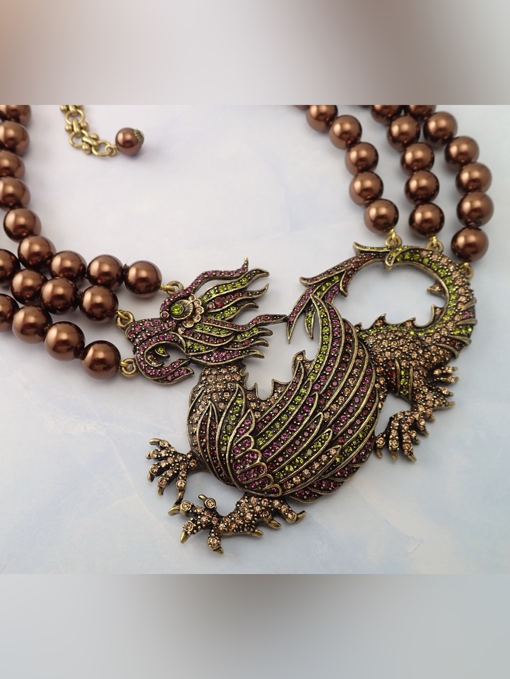 HEIDI DAUS SWAROVSKI CRYSTAL MYSTICAL MADNESS DRAGON BEAD NECKLACE